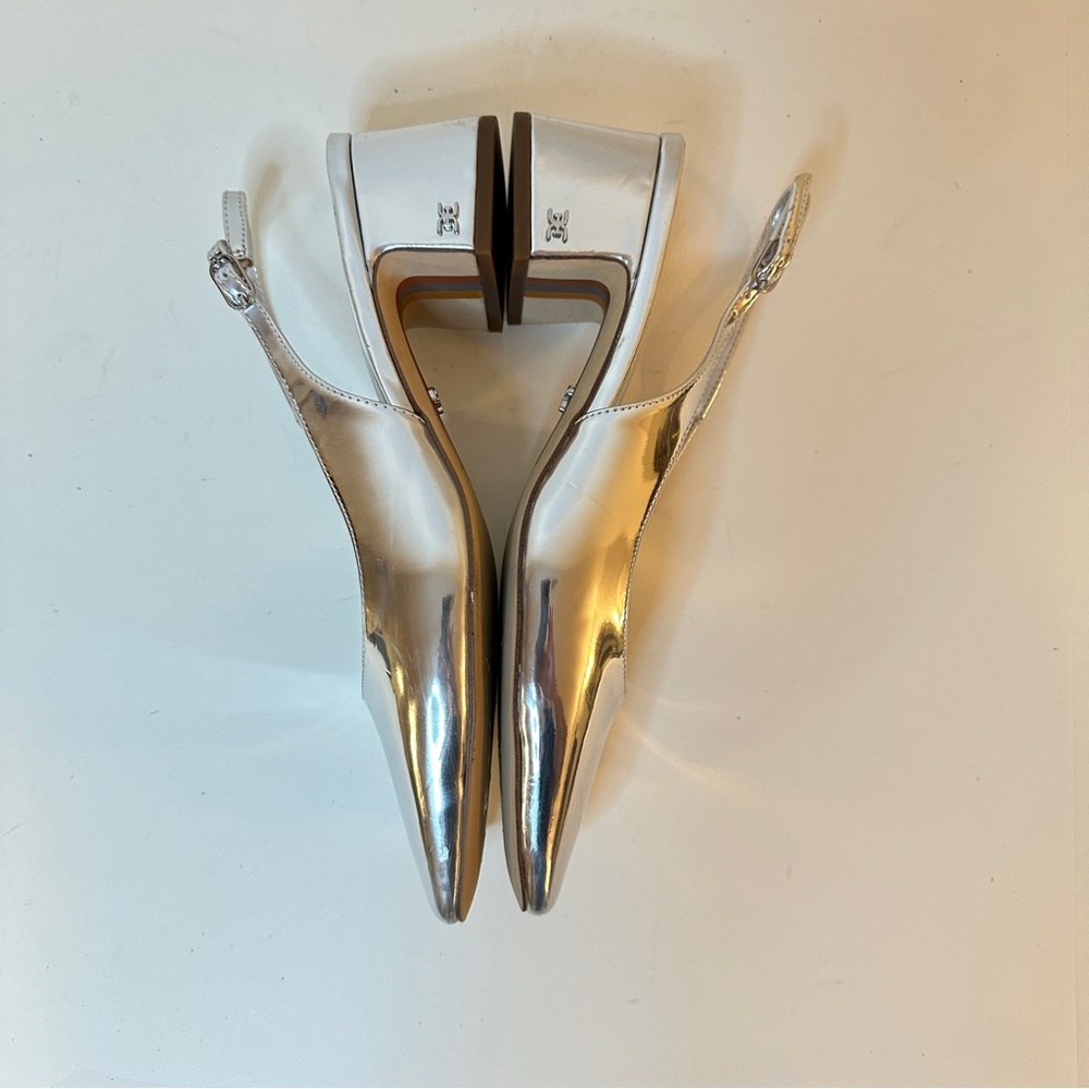 Sam Edelman Terra Silver Block Heel Womens Slingbacks, Sz 9 Great condition - Picture 8 of 15